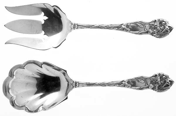 Lily (Sterling, 1902, No Monograms) (2 Pc) Solid Salad Set
