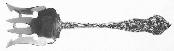 Lily (Sterling, 1902, No Monograms) Large Solid Tined Sardine Serving Fork
