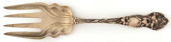 Lily (Sterling, 1902, No Monograms) Large Solid Fish Serving Fork