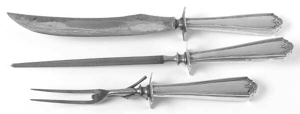 Martha Washington (Sterling, 1912) Large 3-Piece Roast Carving Set w/ Stainless Blade