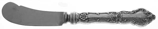Meadow Rose (Sterling, 1907, No Monos) Butter Spreader Hollow Hdl-Paddle/Stainless Blade