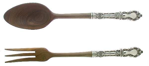Meadow Rose (Sterling, 1907, No Monos) Wooden Bowl 2-Piece Salad Set