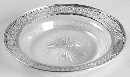 Sterling Hollowware Crystal Wine Coaster with Sterling Lip