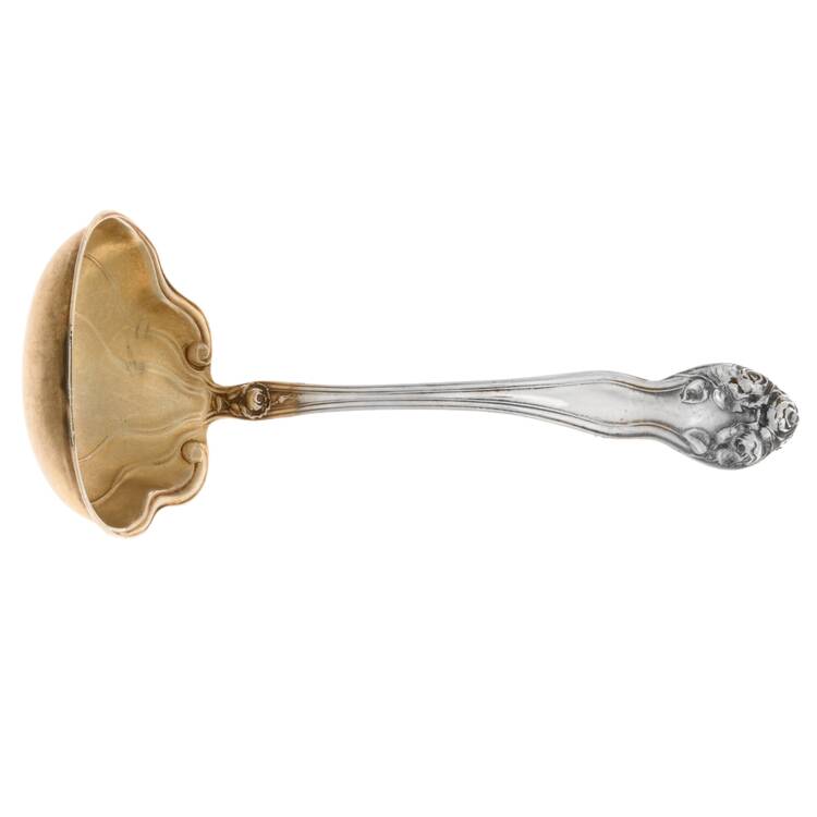 Wedding Rose (Sterling, 1900, No Monograms) Solid Gravy Ladle