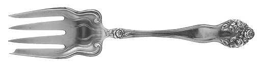 Wedding Rose (Sterling, 1900, No Monograms) Medium Solid Cold Meat Serving Fork