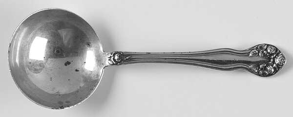 Wedding Rose (Sterling, 1900, No Monograms) Round Bowl Soup Spoon (Bouillon)