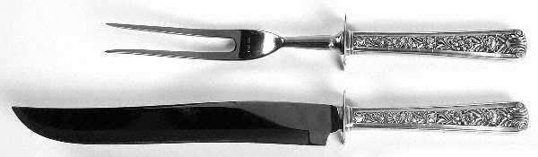 Windsor Rose (Sterling, 1940) (2 Pc)Carving Set-Lg Stnbl/Roast w/Sterling Guard