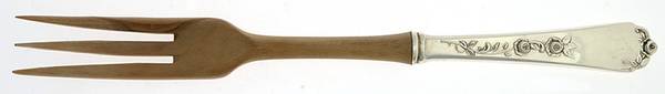 Sterling Rose (Sterling, 1955) Salad Serving Fork with Wooden Prongs