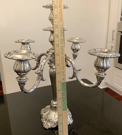 Baroque (Silverplate, Hollowware, Older) Pair of Large 5 Light Candelabras