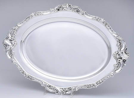 Baroque (Silverplate, Hollowware, Older) Medium Plated Meat Platter with Well