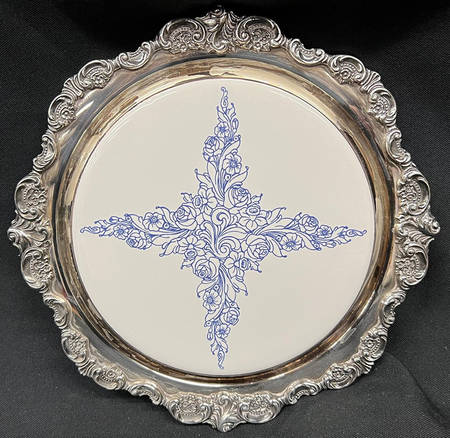 Baroque (Silverplate, Hollowware, Older) Plated Trivet with China Center