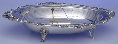 Baroque (Silverplate, Hollowware, Older) Plated Divided Oval Vegetable Bowl