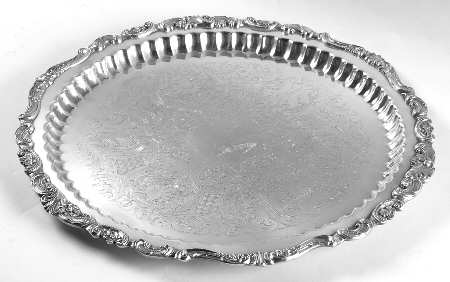 Baroque (Silverplate, Hollowware, Older) 17" 4 Toed Round Tray