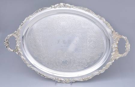 Baroque (Silverplate, Hollowware, Older) Large Silverplate Waiter Tray