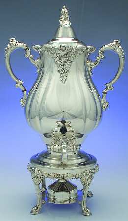 Baroque (Silverplate, Hollowware, Older) Coffee Urn with Stand and Lid and Burner