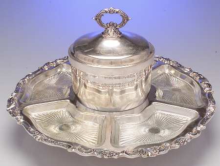 Baroque (Silverplate, Hollowware, Older) 7pc Lazy Susan W/5liners & Ice Tub W/Lid