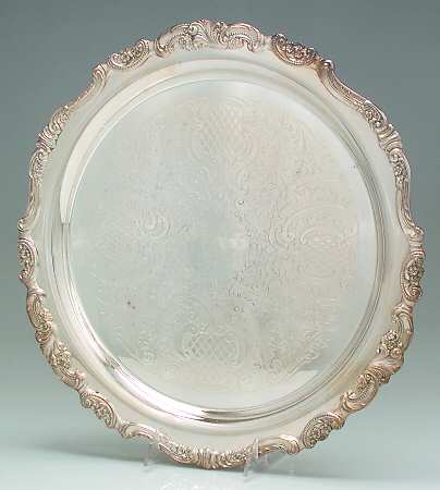 Baroque (Silverplate, Hollowware, Older) Round Silverplate Tray