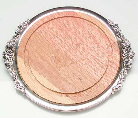 Baroque (Silverplate, Hollowware, Older) Cheese Plate with Wood Insert