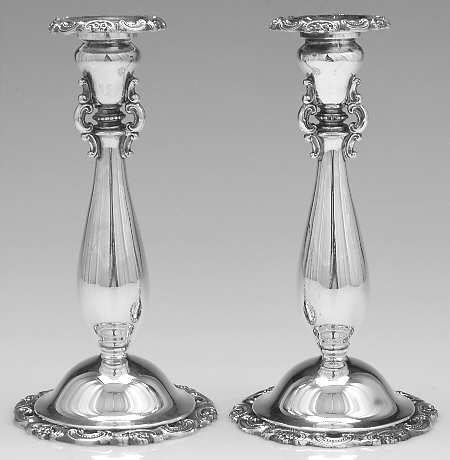 Baroque (Silverplate, Hollowware, Older) Pair of 9" Candlesticks