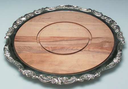 Baroque (Silverplate, Hollowware, Older) Cheese Tray with Wood Insert