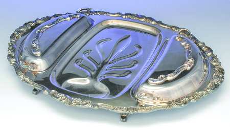 Baroque (Silverplate, Hollowware, Older) 3-Part Covered Platter with Well