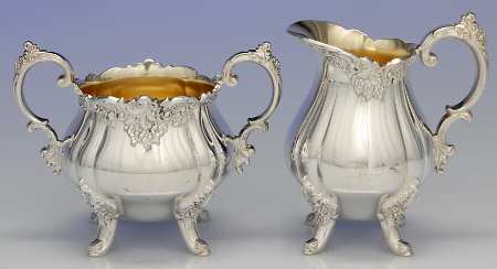Baroque (Silverplate, Hollowware, Older) Plated Mini Creamer and Open Sugar