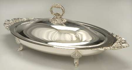 Baroque (Silverplate, Hollowware, Older) Oval Buffet Server No Glass Liner