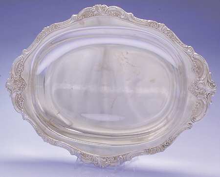 Baroque (Silverplate, Hollowware, Older) Medium Plated Meat Platter No Well