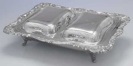 Baroque (Silverplate, Hollowware, Older) 2 Part Handled Buffet Server