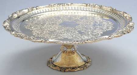 Baroque (Silverplate, Hollowware, Older) 13" Diameter Pedestal Cake Stand by Wallace Silver