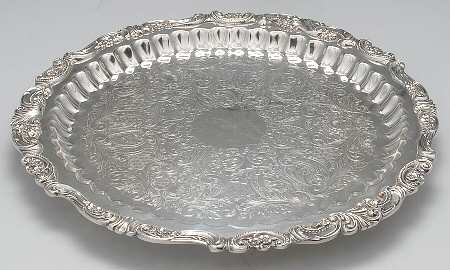 Baroque (Silverplate, Hollowware, Older) 13" Round Footed Tray