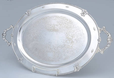 Rose Point (6702, Silverplate, Hollowware) Large Silverplate Waiter Tray