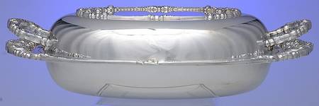 Rose Point (6702, Silverplate, Hollowware) Double Vegetable Bowl