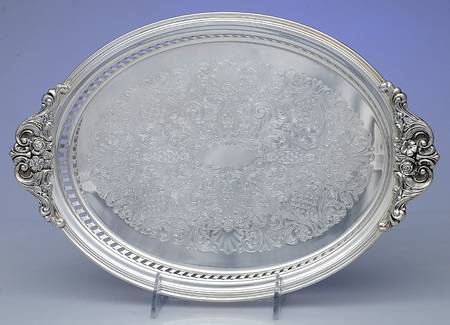 Rose Point (6702, Silverplate, Hollowware) 13" Gallery Tray