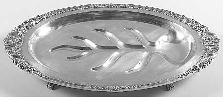 Rose Point (6702, Silverplate, Hollowware) Medium Plated Meat Platter with Well
