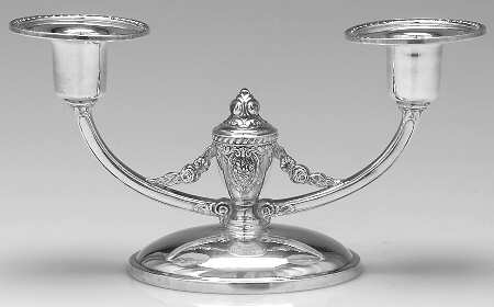 Rose Point (6702, Silverplate, Hollowware) Small Plated 2-Light Candelabra