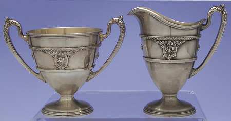 Rose Point (6702, Silverplate, Hollowware) Plated Mini Creamer and Open Sugar