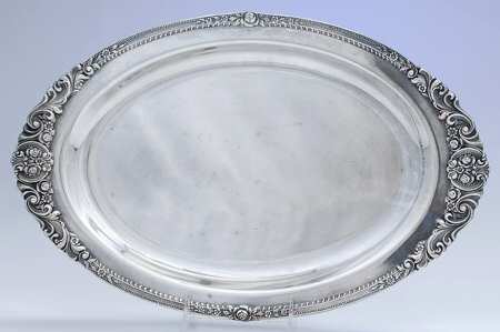 Rose Point (6702, Silverplate, Hollowware) Medium Plated Meat Platter No Well
