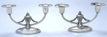 Rose Point (6702, Silverplate, Hollowware) Pair of 2 Light Candelabra