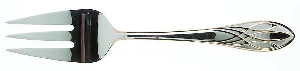 Lismore Gold (Stainless, Gold Accent) Large Solid Cold Meat Serving Fork