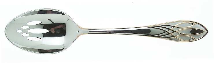 Lismore Gold (Stainless, Gold Accent) Pierced Tablespoon (Serving Spoon)