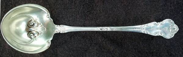 Lombardy (Sterling) Monogramed Solid Piece Cream Ladle