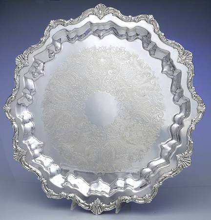 Waverly (Silverplate, Hollowware) Large Round Silverplate Tray