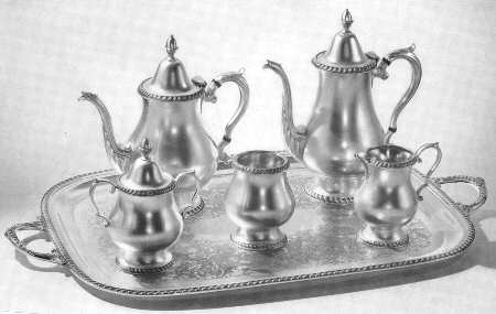 Castledon (Silverplate Hollowware) 5-Piece Plated Tea Set (with Waste)