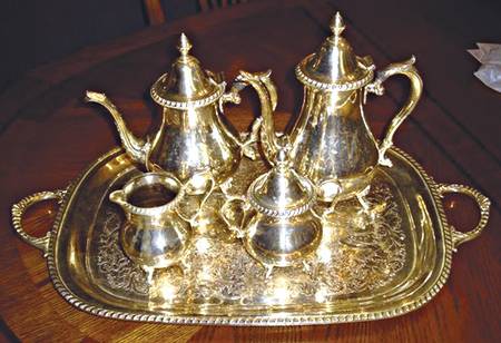 Castledon (Silverplate Hollowware) 5-Piece Silverplate Tea Set (with Tray)