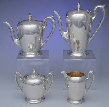 Late Colonial (Sterling Hollowware) 4 Piece Tea Set (SCP, STP, SCR, SSU)