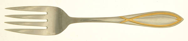 Gold Vista (Stainless, Gold Acct) Small Solid Cold Meat Serving Fork