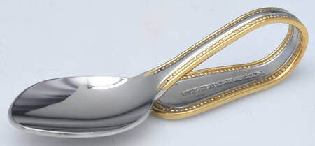Gold Royal Bead (Stainless) Baby Spoon with Curved Handle HC