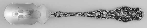 Irian (Sterling) Short Handled Olive Spoon with Pierced Bowl