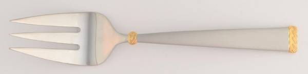 Celtic Braid Gold-Matte (STAINLESS, GOLD ACCENT) Large Solid Cold Meat Serving Fork